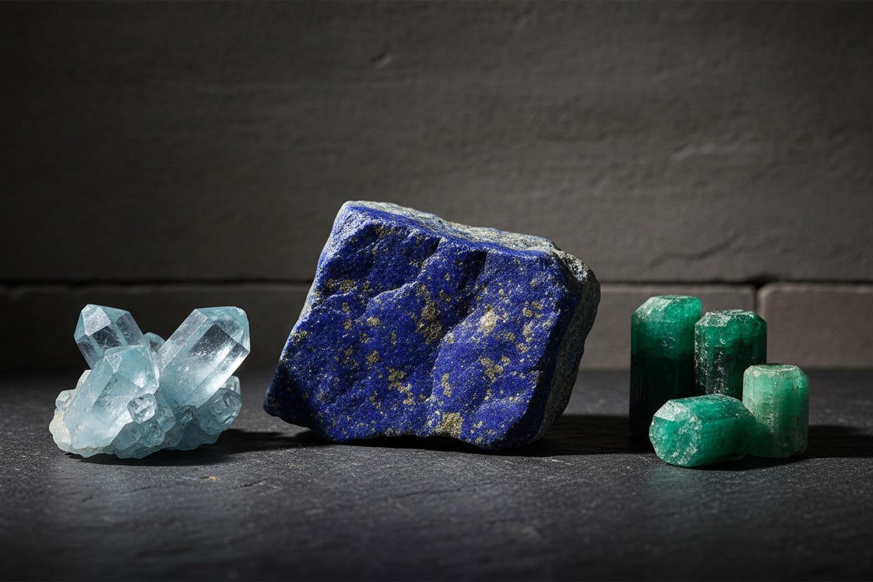Collection of natural stones and minerals